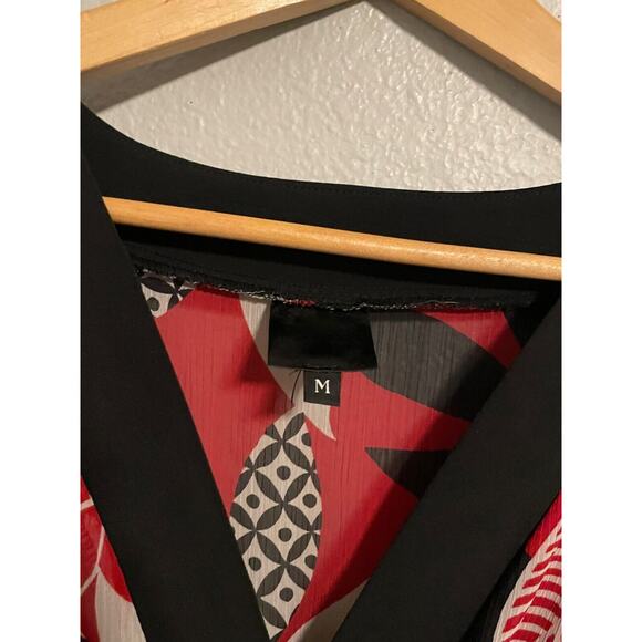 Vintage Womens Dress Medium Red Abstract Babydoll Semi Sheer Whimsigoth Y2K READ - Picture 2 of 8